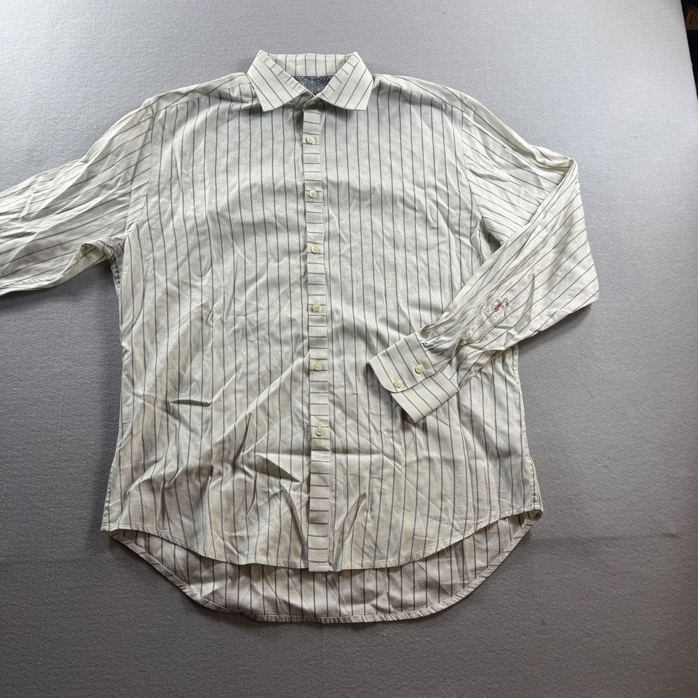Robert Graham Shirt Mens Large White Stripe Slim Fit‎ Long Sleeve Button Front